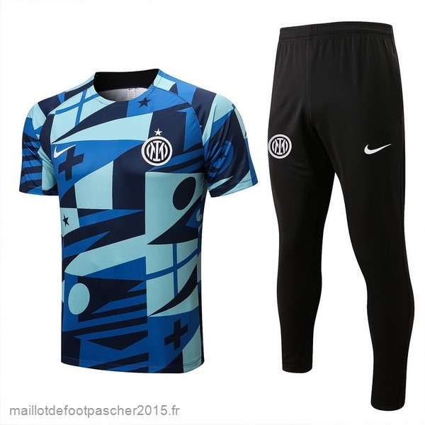 Maillot Foot Achat Entrainement Ensemble Complet Inter Milán 2022 2023 Bleu Noir