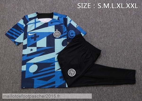 Maillot Foot Achat Entrainement Ensemble Complet Inter Milán 2022 2023 Bleu Noir
