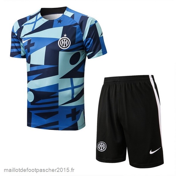 Maillot Foot Achat Entrainement Ensemble Complet Inter Milán 2022 2023 Bleu Vert Noir