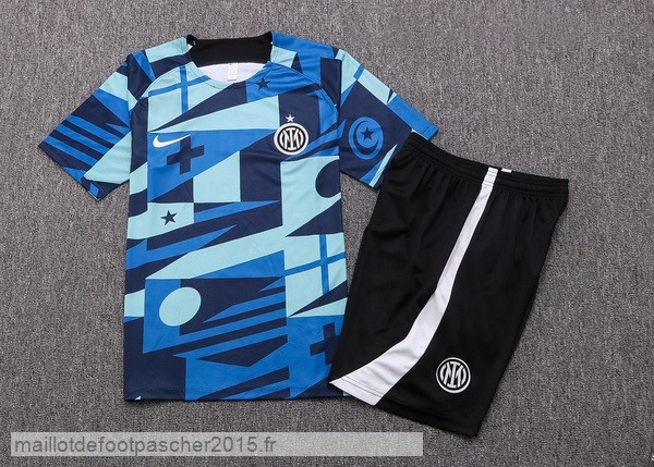 Maillot Foot Achat Entrainement Ensemble Complet Inter Milán 2022 2023 Bleu Vert Noir