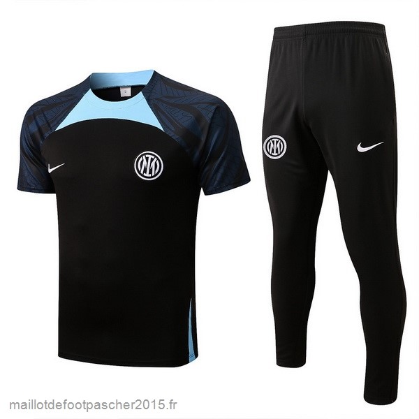 Maillot Foot Achat Entrainement Ensemble Complet Inter Milán 2022 2023 Noir Bleu