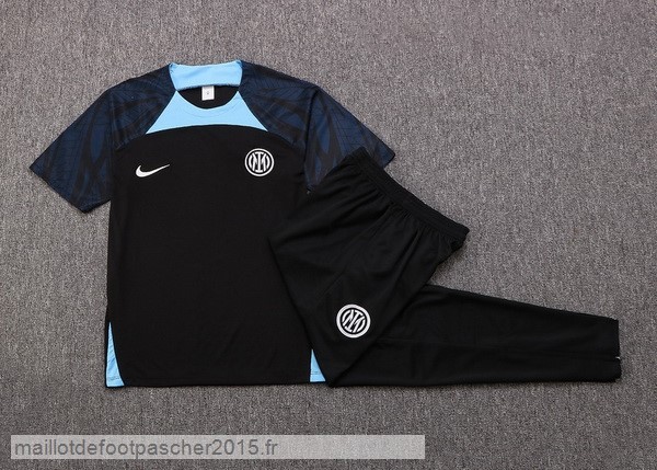 Maillot Foot Achat Entrainement Ensemble Complet Inter Milán 2022 2023 Noir Bleu