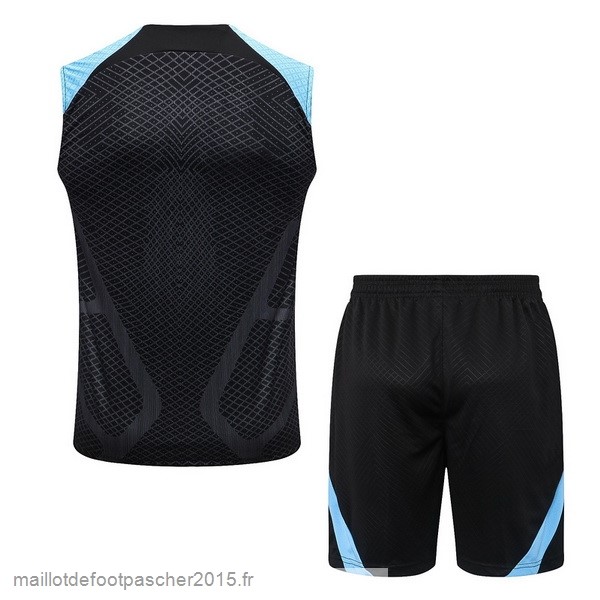 Maillot Foot Achat Entrainement Sans Manches Ensemble Complet Inter Milán 2022 2023 Noir Bleu