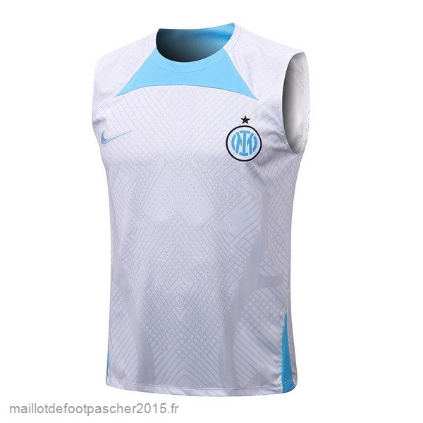 Maillot Foot Achat Entrainement Sans Manches Inter Milán 2022 2023 Blanc Bleu