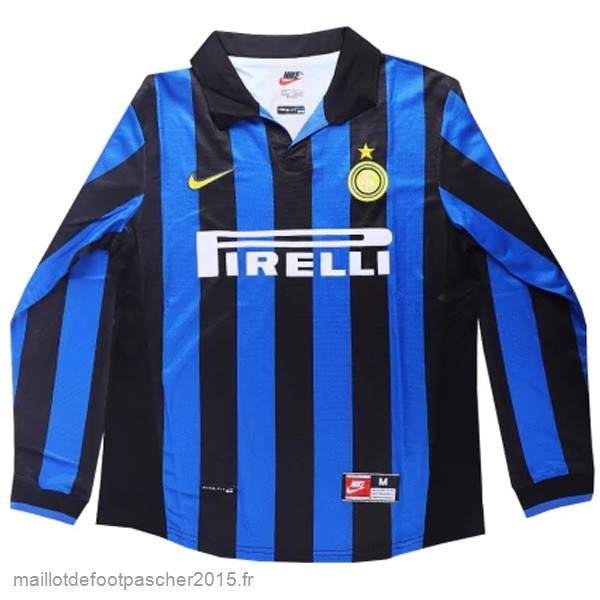 Maillot Foot Achat Domicile Manches Longues Inter Milán Rétro 1998 1999 Bleu