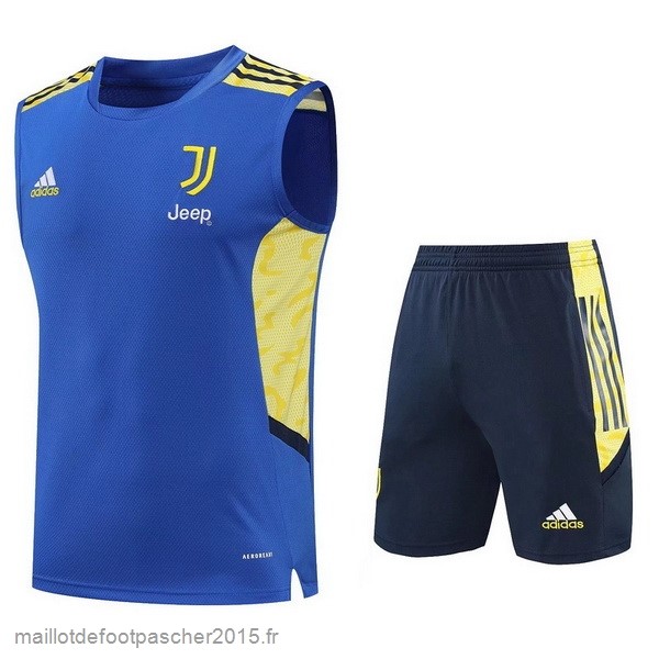 Maillot Foot Achat Entrainement Sans Manches Ensemble Complet Juventus 2022 2023 Bleu Jaune