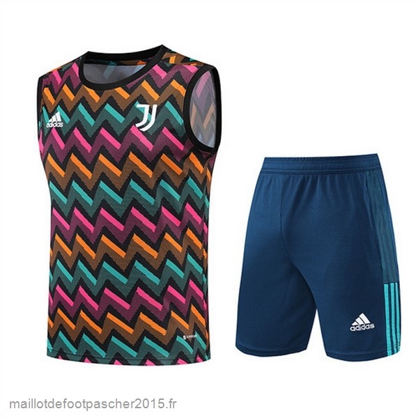 Maillot Foot Achat Entrainement Sans Manches Ensemble Complet Juventus 2022 2023 Jaune Rose Bleu