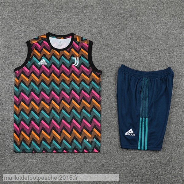 Maillot Foot Achat Entrainement Sans Manches Ensemble Complet Juventus 2022 2023 Jaune Rose Bleu