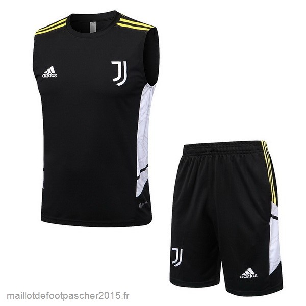 Maillot Foot Achat Entrainement Sans Manches Ensemble Complet Juventus 2022 2023 Noir Blanc