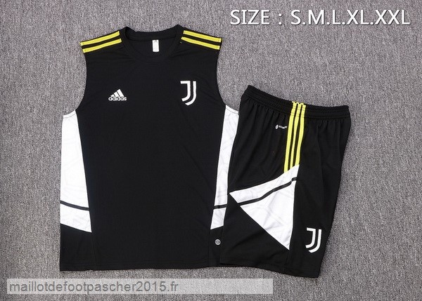 Maillot Foot Achat Entrainement Sans Manches Ensemble Complet Juventus 2022 2023 Noir Blanc