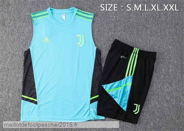 Maillot Foot Achat Entrainement Sans Manches Ensemble Complet Juventus 2022 2023 Vert Noir