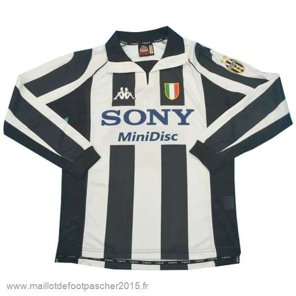 Maillot Foot Achat Domicile Manches Longues Juventus Rétro 1997 1998 Noir Blanc