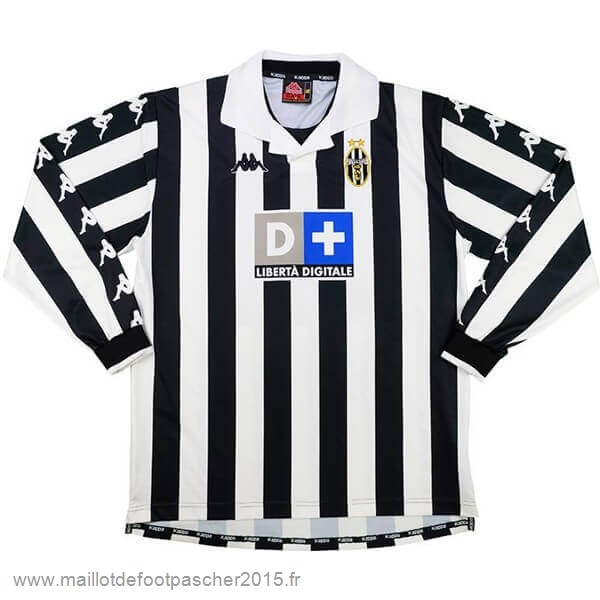 Maillot Foot Achat Domicile Manches Longues Juventus Rétro 1999 2000 Noir Blanc