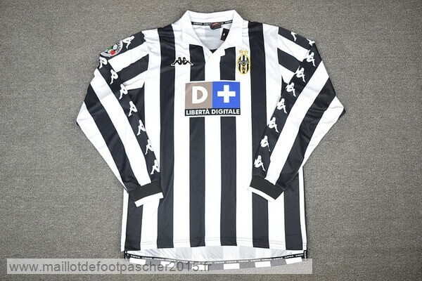 Maillot Foot Achat Domicile Manches Longues Juventus Rétro 1999 2000 Noir Blanc