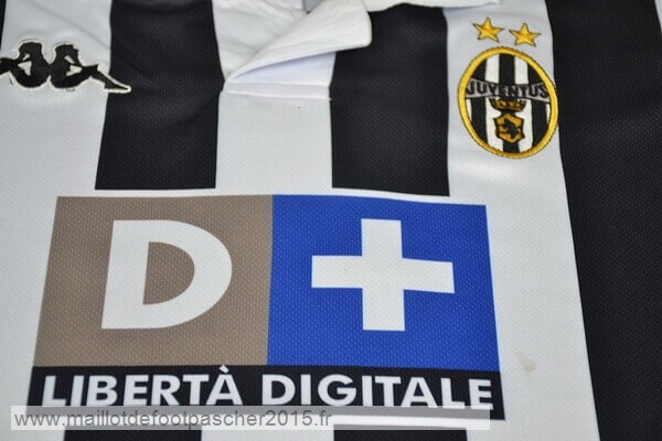 Maillot Foot Achat Domicile Manches Longues Juventus Rétro 1999 2000 Noir Blanc