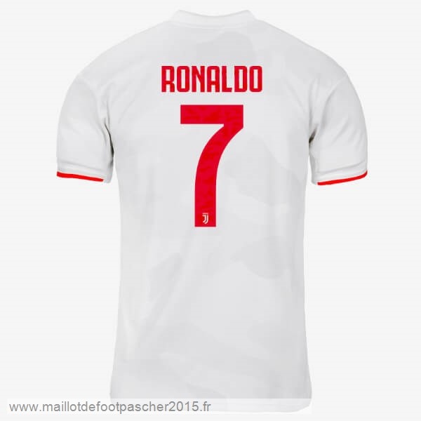 Maillot Foot Achat NO.7 Ronaldo Exterieur Maillot Juventus 2019 2020 Gris Blanc