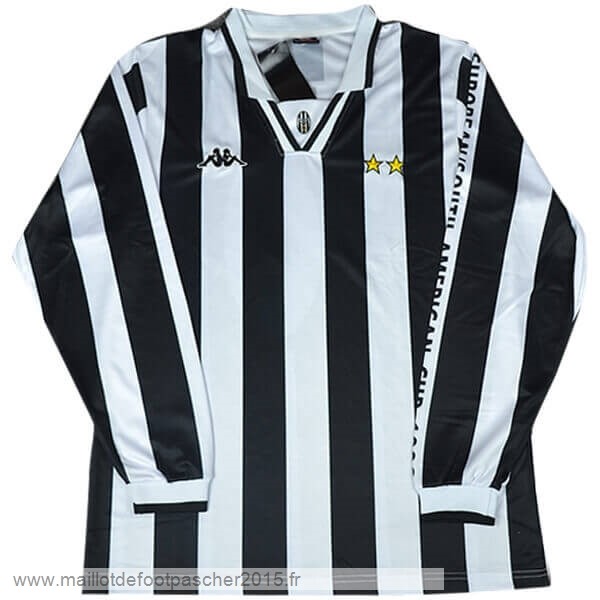 Maillot Foot Achat Toyota Cup Domicile Manches Longues Juventus Rétro 1996 Noir Blanc