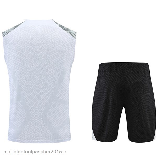 Maillot Foot Achat Entrainement Sans Manches Ensemble Complet Liverpool 2022 2023 Blanc Gris Noir