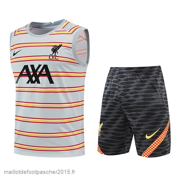 Maillot Foot Achat Entrainement Sans Manches Ensemble Complet Liverpool 2022 2023 Gris Clair Noir