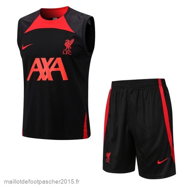 Maillot Foot Achat Entrainement Sans Manches Ensemble Complet Liverpool 2022 2023 Noir I Rouge