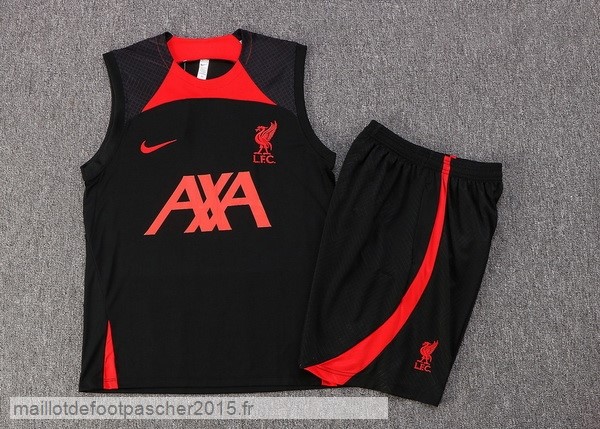 Maillot Foot Achat Entrainement Sans Manches Ensemble Complet Liverpool 2022 2023 Noir I Rouge