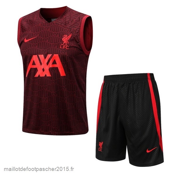 Maillot Foot Achat Entrainement Sans Manches Ensemble Complet Liverpool 2022 2023 Rouge Marine