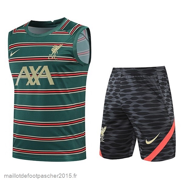 Maillot Foot Achat Entrainement Sans Manches Ensemble Complet Liverpool 2022 2023 Vert Noir