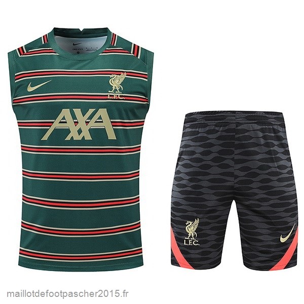 Maillot Foot Achat Entrainement Sans Manches Ensemble Complet Liverpool 2022 2023 Vert Noir
