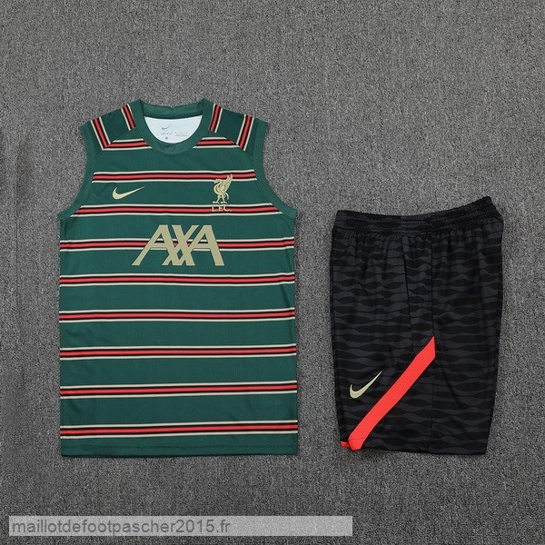 Maillot Foot Achat Entrainement Sans Manches Ensemble Complet Liverpool 2022 2023 Vert Noir