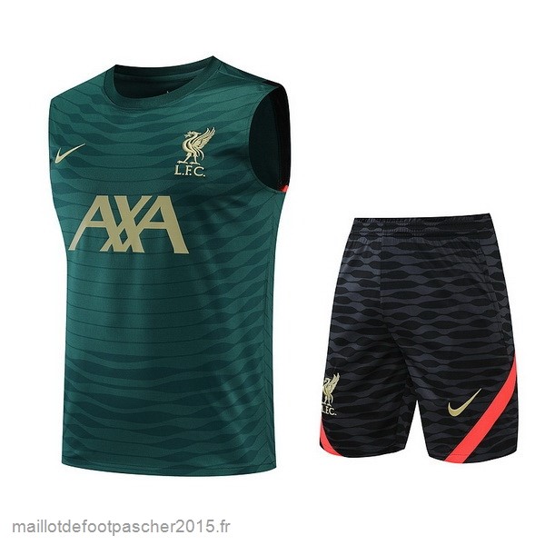 Maillot Foot Achat Entrainement Sans Manches Ensemble Complet Liverpool 2022 2023 Vert Noir Jaune