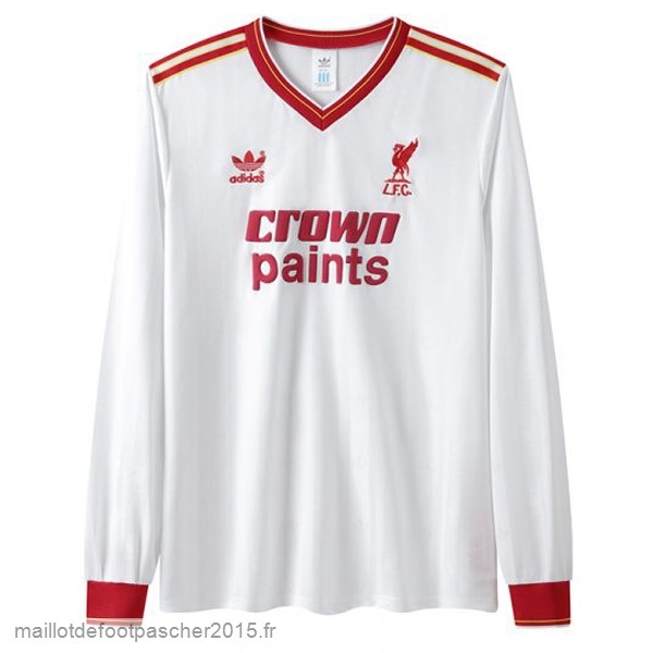 Maillot Foot Achat Exterieur Manches Longues Liverpool Rétro 1985 1986 Blanc