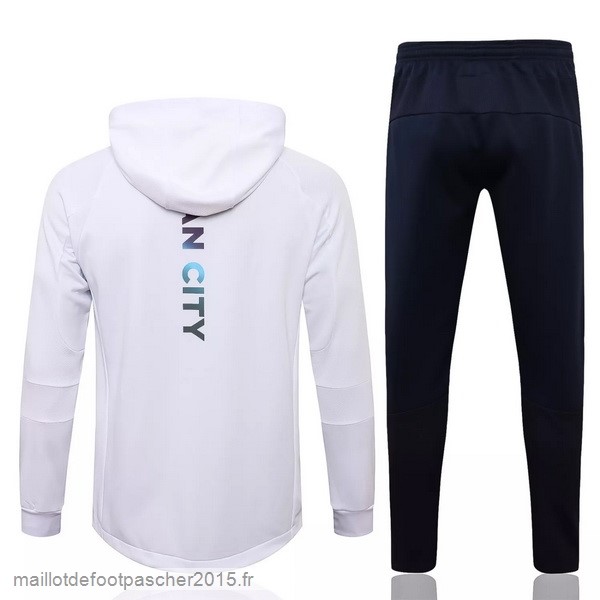 Maillot Foot Achat Sweat Shirt Capuche Manchester City 2021 2022 Blanc Noir