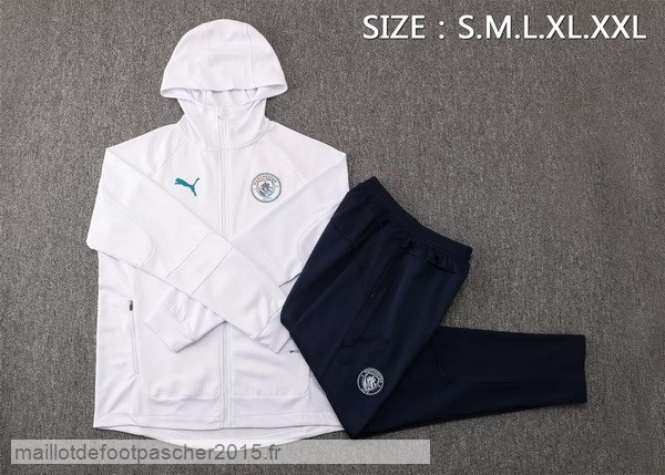 Maillot Foot Achat Sweat Shirt Capuche Manchester City 2021 2022 Blanc Noir