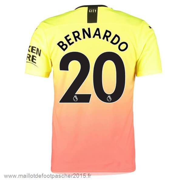 Maillot Foot Achat NO.20 Bernardo Third Maillot Manchester City 2019 2020 Orange