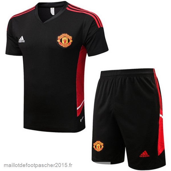 Maillot Foot Achat Entrainement Ensemble Complet Manchester United 22 23 Noir I Rouge