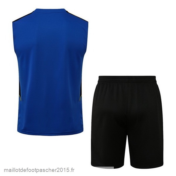Maillot Foot Achat Entrainement Sans Manches Ensemble Complet Manchester United 2022 2023 Bleu Noir