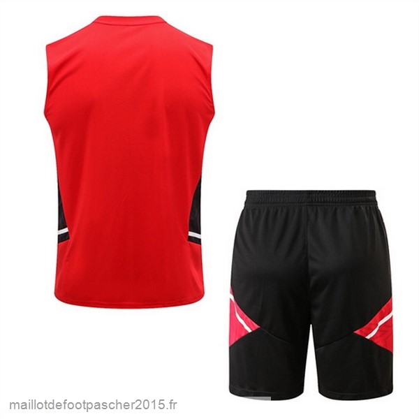 Maillot Foot Achat Entrainement Sans Manches Ensemble Complet Manchester United 2022 2023 Rouge III Noir