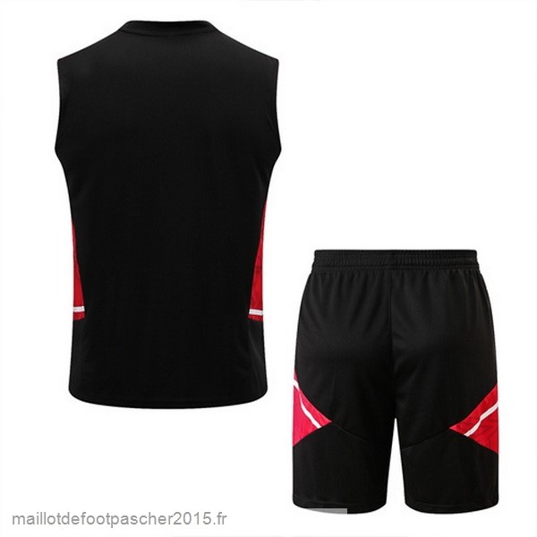 Maillot Foot Achat Entrainement Sans Manches Ensemble Complet Manchester United 2022 2023 Rouge II Noir