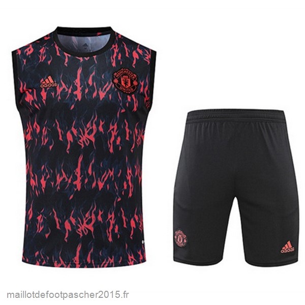 Maillot Foot Achat Entrainement Sans Manches Ensemble Complet Manchester United 2022 2023 Rouge I Noir
