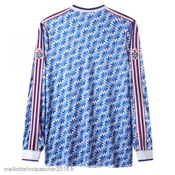 Maillot Foot Achat Exterieur Manches Longues Manchester United Rétro 1992 Bleu