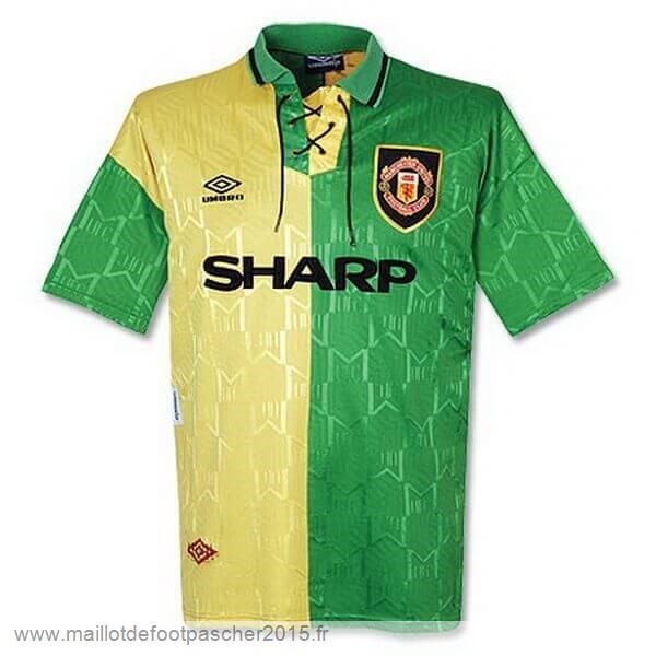 Maillot Foot Achat Third Maillot Manchester United Rétro 1992 1993 Vert Jaune