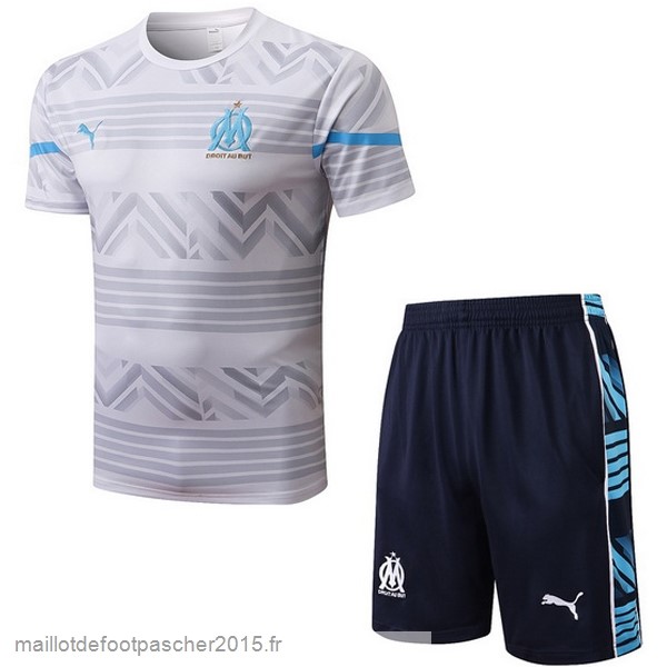 Maillot Foot Achat Entrainement Ensemble Complet Marseille 2022 2023 Blanc Bleu