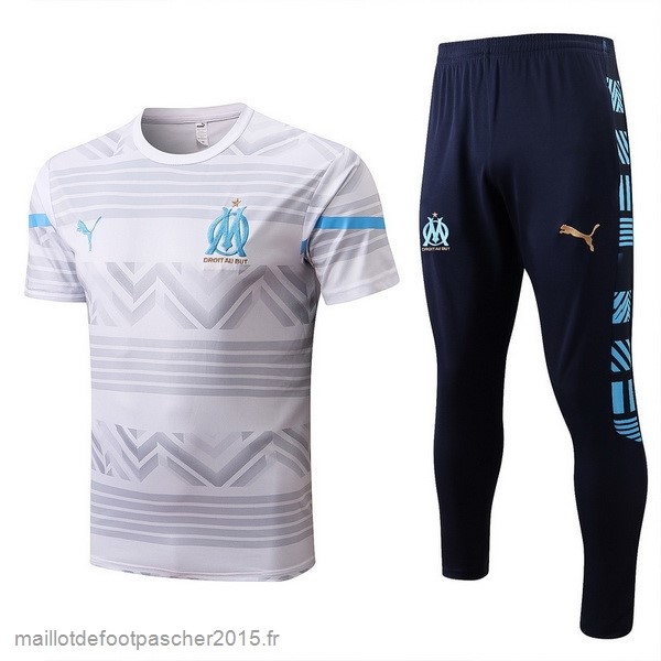 Maillot Foot Achat Entrainement Ensemble Complet Marseille 2022 2023 Blanc I Bleu