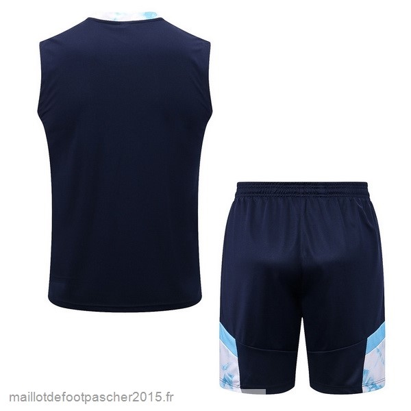 Maillot Foot Achat Entrainement Sans Manches Ensemble Complet Marseille 2022 2023 Bleu Blanc