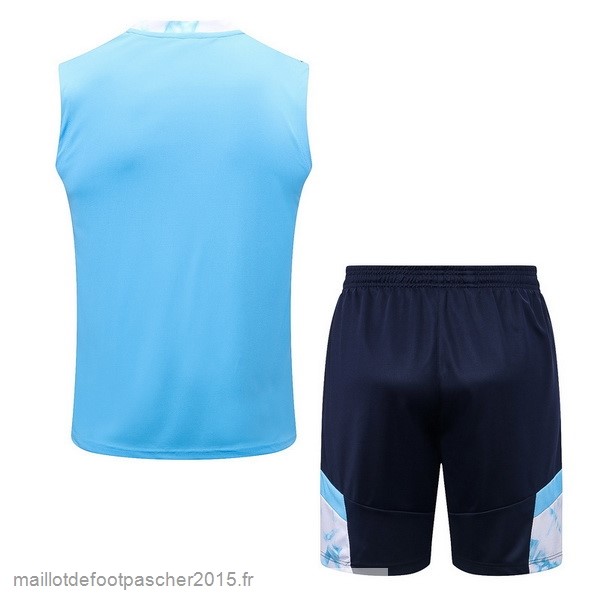 Maillot Foot Achat Entrainement Sans Manches Ensemble Complet Marseille 2022 2023 Bleu I Blanc