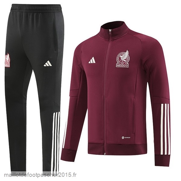 Maillot Foot Achat Ensemble Complet Ensemble longue fermeture éclair vêtements De Sport Mexique 2022 Rouge Noir
