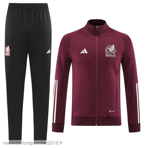 Maillot Foot Achat Ensemble Complet Ensemble longue fermeture éclair vêtements De Sport Mexique 2022 Rouge Noir