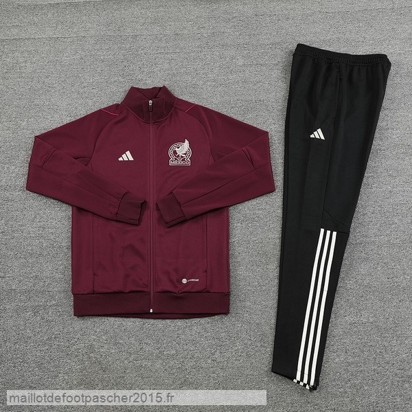 Maillot Foot Achat Ensemble Complet Ensemble longue fermeture éclair vêtements De Sport Mexique 2022 Rouge Noir