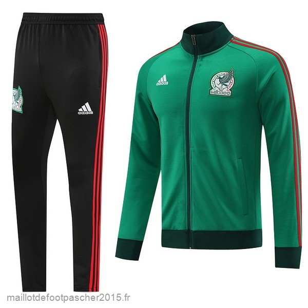 Maillot Foot Achat Ensemble Complet Ensemble longue fermeture éclair vêtements De Sport Mexique 2022 Vert I Noir