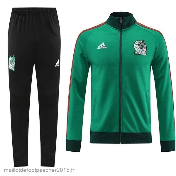 Maillot Foot Achat Ensemble Complet Ensemble longue fermeture éclair vêtements De Sport Mexique 2022 Vert I Noir